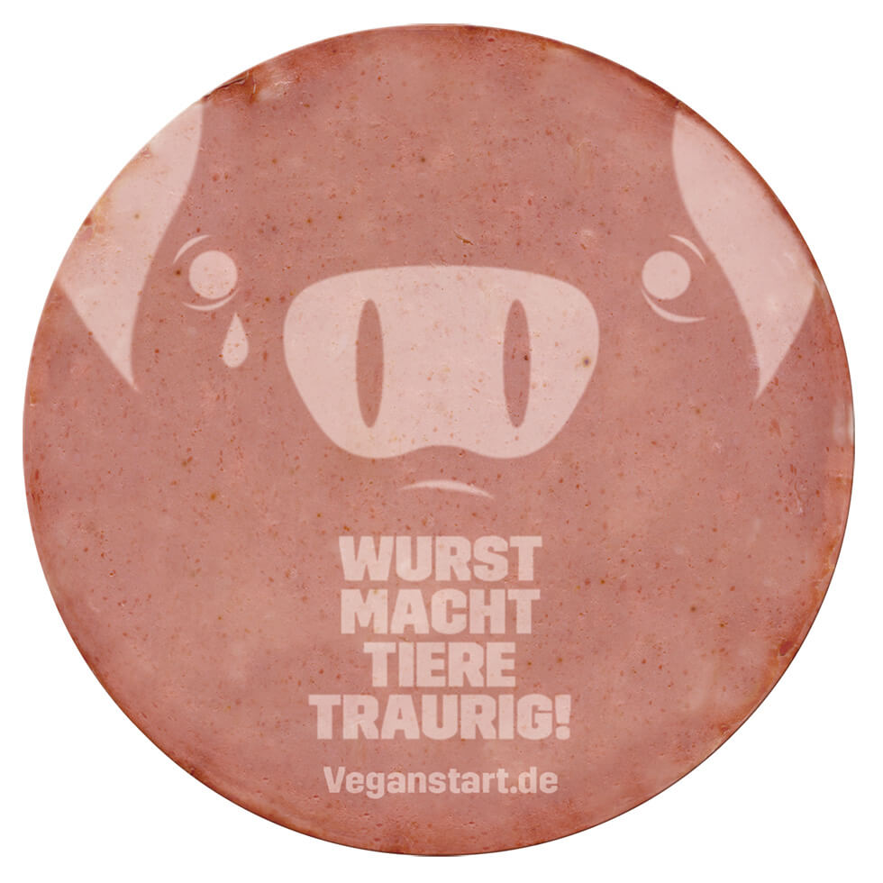 Wurst macht Tiere traurig! – Sticker
