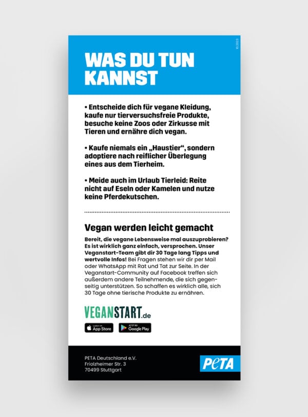 PETA Speziesismus Flyer Rueckseite