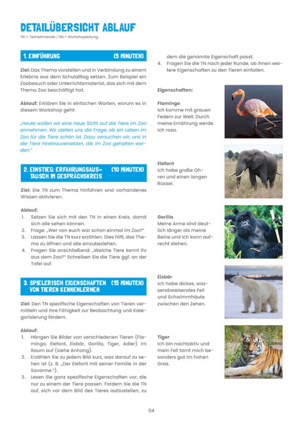 Arbeitsmaterial – Unterrichtsleitfaden: Tiere im Zoo – Bild 4
