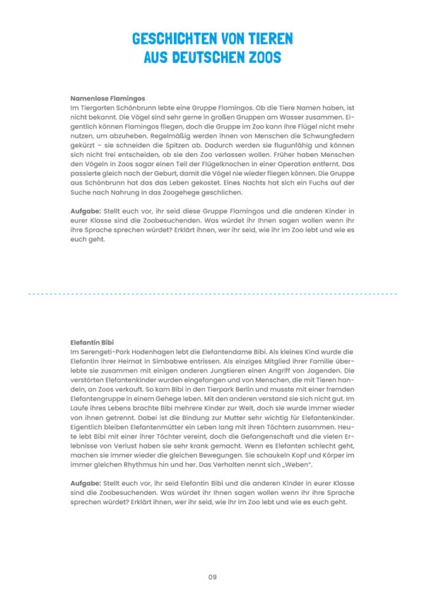 Arbeitsmaterial – Unterrichtsleitfaden: Tiere im Zoo – Bild 2