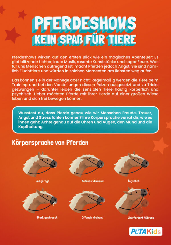 Flyer Pferdeshows - kein Spaß für Tiere