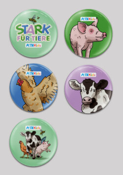 5 Buttons mit verschiedenen Motiven