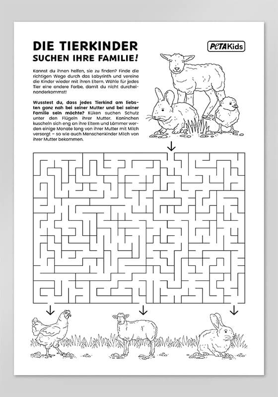 Labyrinthrätsel Tierkinder